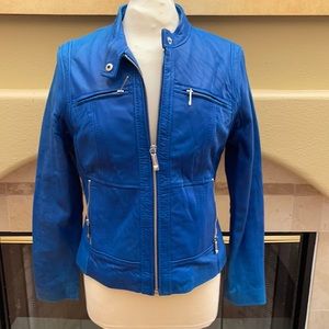 Michael Kors Blue Leather Jacket